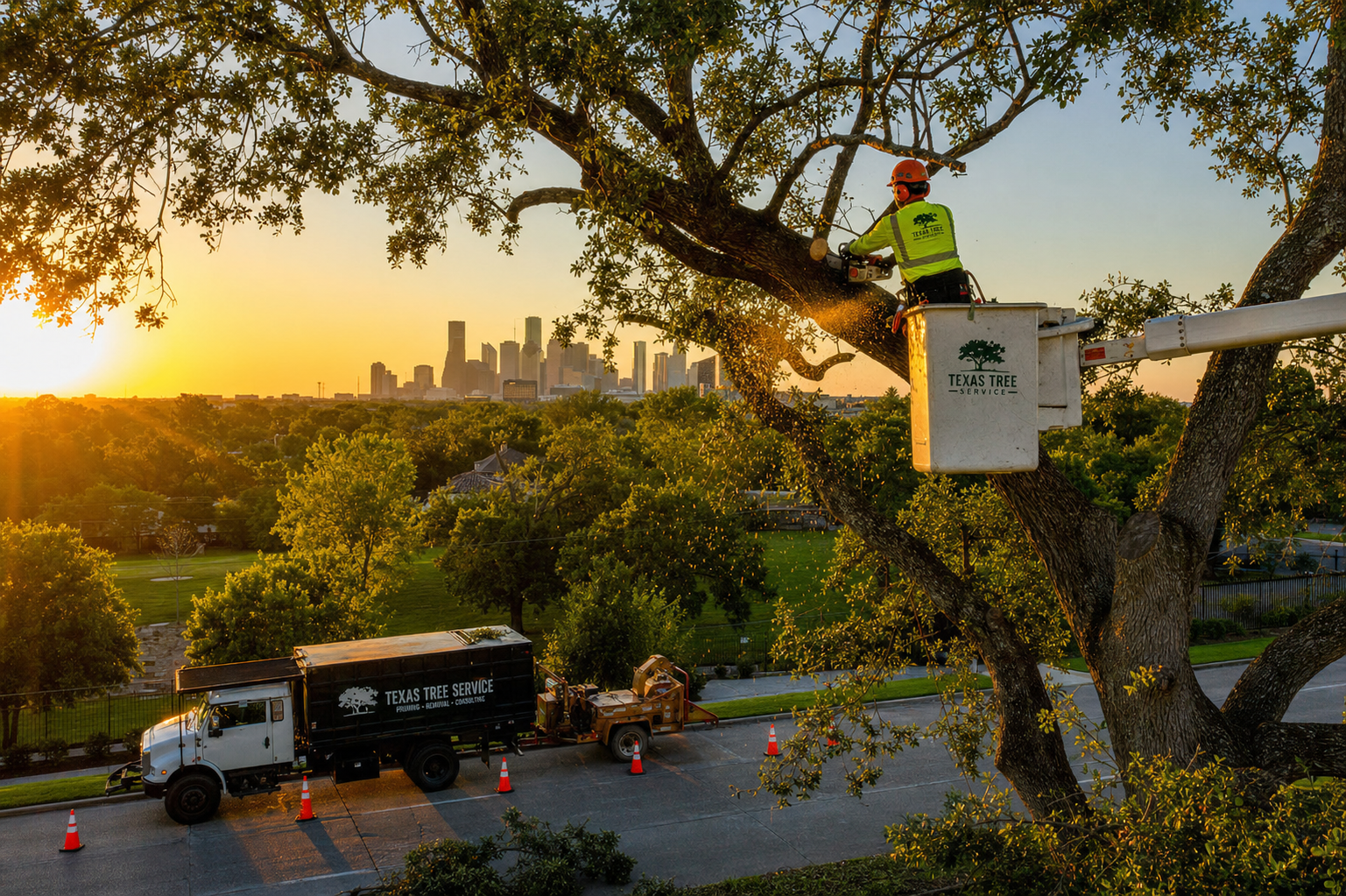 All Points Tree Service arborist working in Houston Texas